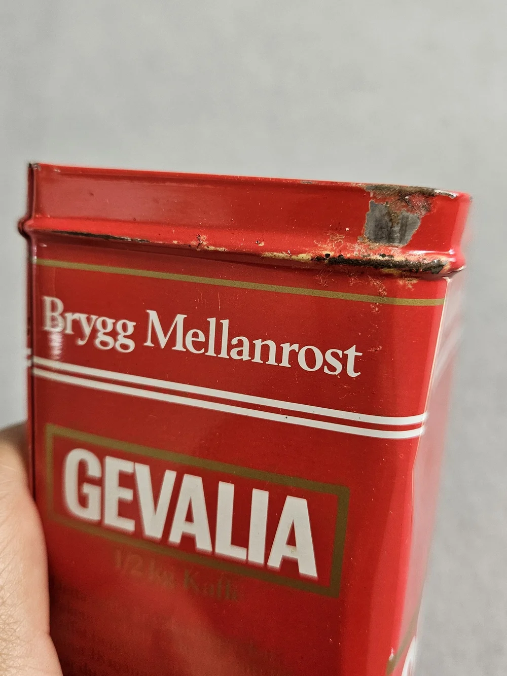Vintage Gevalia Kaffe Red Coffee Storage Tin Canister Swedish Retro